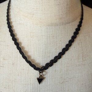 Black Choker Necklace metal triangle charm